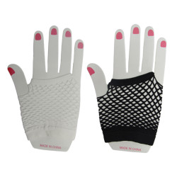 Γάντια διχτυωτά αποκριάτικα λευκά - μαύρα [00402391]
