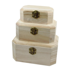 Σετ 3 ξύλινα αλουστράριστα κουτιά [20601239]