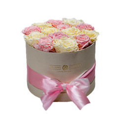 Forever Roses Ροζ-Λευκό Deluxe 19x20cm 14 τριαντάφυλλα