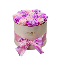 Forever Roses Ροζ-Λιλά Deluxe 19x20cm 14 τριαντάφυλλα