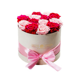 Forever Roses Ροζ-Φουξ Deluxe 19x20cm 14 τριαντάφυλλα