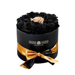 Forever Roses Χρυσό-Μαύρο Deluxe 19x20cm 14 τριαντάφυλλα