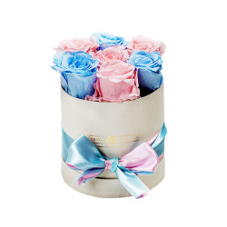 Forever Roses Ροζ-Γαλάζιο Premium 12x17cm 7 τριαντάφυλλα