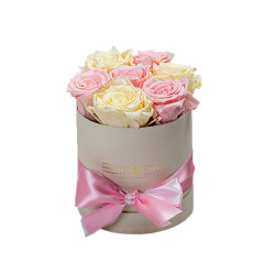 Forever Roses Ροζ-Λευκό Premium 12x17cm 7 τριαντάφυλλα