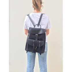 Black Leather Backpack Tassels