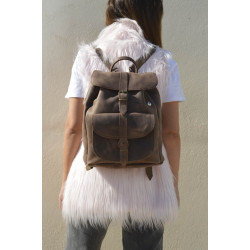 Waxed Brown Leather Backpack