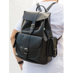 Black Leather Backpack Large
