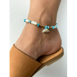 Blue Beaded Anklet