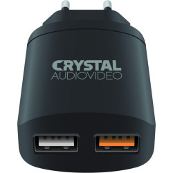 CRYSTAL AUDIO QP2-3 QC3.0 port 3.5-6.5V 3A, 6.5-9V 2A,9V-12V 1.5A Dual USB Wall Charger