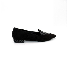 Loafers (μοκασίνια) μαύρο με suede ζέμπρα γλώσσα ελληνικά χειροποίητα