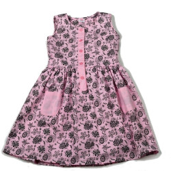 Παιδικό φόρεμα ροζ μαύρο φλοράλ Sweet Elegance H5817