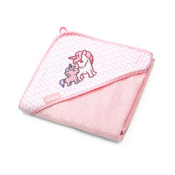 Πετσέτα απο μπαμπού με κουκούλα ροζ Μονοκερος 100x100 Babyono BN346/01