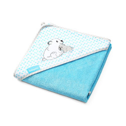 Πετσέτα απο μπαμπού με κουκούλα γαλάζια Αρκουδάκι 100x100 Babyono BN346/02