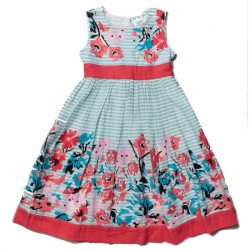 Παιδικό φόρεμα γαλάζιο ριγέ φλοράλ T20355 Miss T20355 
