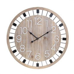 Ρολόι Τοίχου 3-20-484-0473  Natural/Μαύρο Φ60Χ5 Inart Μέταλλο,Ξύλο