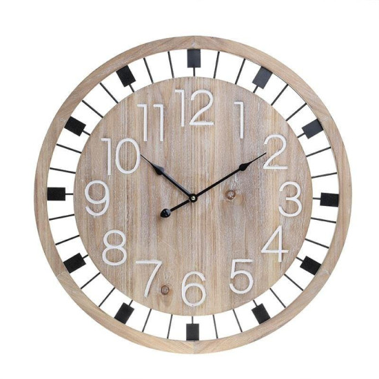 Ρολόι Τοίχου 3-20-484-0473  Natural/Μαύρο Φ60Χ5 Inart Μέταλλο,Ξύλο