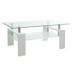 Τραπέζι Σαλονιού Maiha Με Γυαλί Και Χρώμα Ποδιών White 100X60X42,5Cm 011-000031 Mdf,Γυαλί