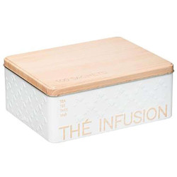 Κουτί Για Τσάι Relief 07.169288 20,5X16,X8,5cm Μεταλλικό White Plastona Μέταλλο