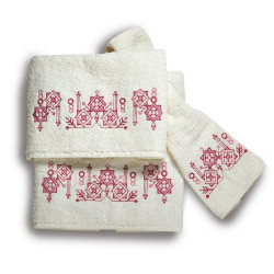 Πετσέτες Squares (Σετ 3τμχ) Pink Sb Home Σετ Πετσέτες 70x140cm 100% Βαμβάκι