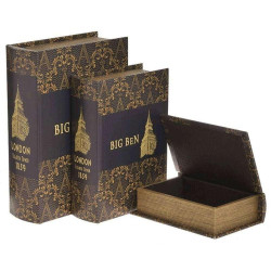 Κουτί-Βιβλίο Big Ben (Σετ 3Τμχ) 3-70-106-0062 21x8x29cm Multi Inart Τεχνόδερμα