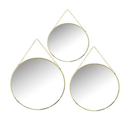 Καθρέπτης Τοίχου Στρογγυλός Cora (Σετ 3Τμχ) 1360179 Gold Mirrors & More Μέταλλο
