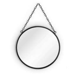 Καθρέπτης Τοίχου Στρογγυλός Sabine 1120102 Φ25,5cm Black Mirrors & More Μέταλλο