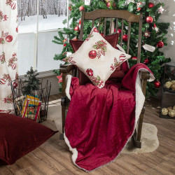Μαξιλαροθήκη Διακοσμητική Χριστουγεννιάτικη Gmunden Beige-Red Teoran 45X45