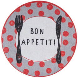 Χαλάκι Κουζίνας Cook & Wash 401 Red Dots Bon Appetit Grey Sdim 67Χ67 Round Polyamide