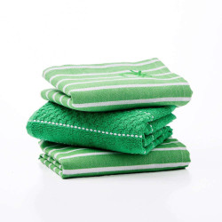 Πετσέτα Κουζίνας Και Φαγητού (Σετ 3Τμχ) 20.21.0532 50x70cm Green-White Benetton 100% Βαμβάκι