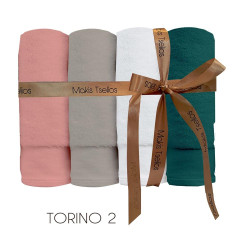 Πετσέτες Torino (Σετ 4τμχ) 2 Grey Makis Tselios Σετ Πετσέτες 100% Βαμβάκι