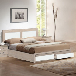 Κρεβάτι Capri HM312.06 158x206x30-93 Με Δύο Συρτάρια Για Στρώμα 150x200cm Sonama-White Διπλό Μελαμίνη