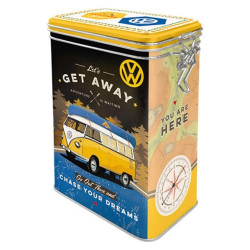 Κουτί Αποθήκευσης Volkswagen Let's Get Away 31102 Καπάκι Με Κλιπ 11x8x18cm Yellow-Blue Nostalgic Μέταλλο
