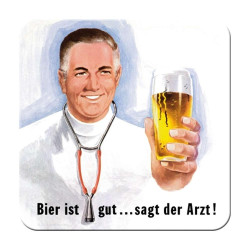 Σουβέρ Beer & Liquor Bier ist gut... sagt der Arzt 46131 Μεταλλικό 9x9cm White Nostalgic Μέταλλο