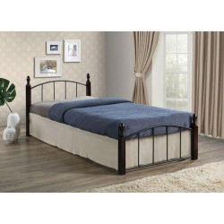 Κρεβάτι Aragon Ε8096,0 125x210x76cm Για Στρώμα 120x200cm Black - Walnut Ημίδιπλο Μέταλλο,Ξύλο