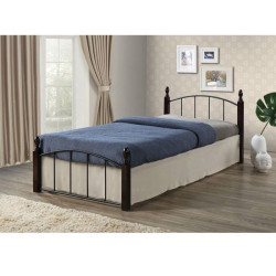Κρεβάτι Aragon Ε8096 Για Στρώμα 90x190cm 95x200x76cm Black - Walnut Μονό Μέταλλο,Ξύλο