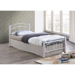Κρεβάτι Norton Ε8070,1 97x201x81cm Για Στρώμα 90x190cm White Μονό Μέταλλο,Ξύλο