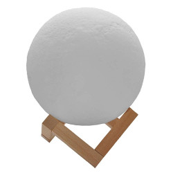Φωτιστικό Επιτραπέζιο Moon 07028 Επαναφορτιζόμενο Ανάγλυφο Φ15cm Natural-White GloboStar Πλαστικό