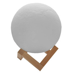 Φωτιστικό Επιτραπέζιο Moon 07030 Επαναφορτιζόμενο Ανάγλυφο Φ20cm Χειριστήριο Natural-White GloboStar Πλαστικό