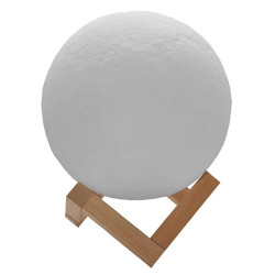 Φωτιστικό Επιτραπέζιο Moon 07029 Επαναφορτιζόμενο Ανάγλυφο Φ12cm Χειριστήριο Natural-White GloboStar Πλαστικό
