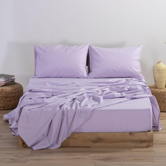 Σεντόνι Basic Με Λάστιχο Lavender Nef-Nef Υπέρδιπλο 160x230cm 100% Βαμβάκι