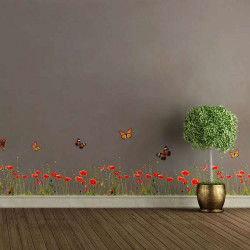 Αυτοκόλλητες Μπορντούρες Βινυλίου Poppies & Butterflies 53002 198x30cm Multi Ango Βινύλιο