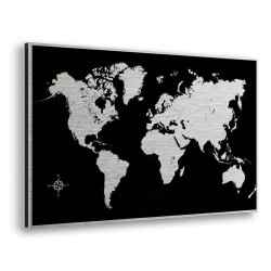 Πίνακας Από Βουρτσισμένο Αλουμίνιο Black World Map 86501 72x0,3x48cm Black-Grey Ango Αλουμίνιο