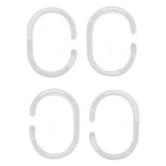 Κρίκοι Κουρτίνας Μπάνιου (Σετ 12Τμχ) 02-10591 4x6cm Clear Estia Πλαστικό