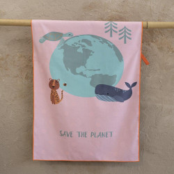 Πετσέτα Θαλάσσης Παιδική Save The Planet Pink-Multi Nima Θαλάσσης 70x140cm Microfiber