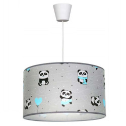 Φωτιστικό Οροφής Παιδικό Panda KL-0018 E27 Φ35cm 20cm Grey Metanor Μέταλλο,Ύφασμα