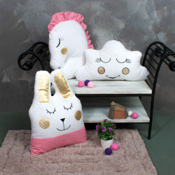 Μαξιλάρια Διακοσμητικά (Με Γέμιση) Παιδικά Bunny (Σετ 3τμχ) Pink Sb Home 100% Βαμβάκι