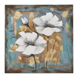 Πίνακας Καμβάς Λουλούδια 3-90-187-0037 100x100cm Multi Inart Τετράγωνοι Καμβάς