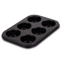Φόρμα Muffins 6 Θέσεων Αντικολλητική Nature 10-239-018 26,5cm Black Nava Ατσάλι