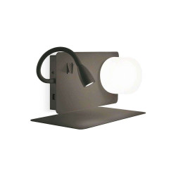 Φωτιστικό Τοίχου Με Ράφι & Υποδοχή USB Book 174808 37,5x15x17,5cm G9/Led 3000K Black Ideal Lux