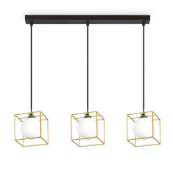 Φωτιστικό Οροφής-Ράγα Lingotto Single 251110 75x27/112x12cm 3xG9 28W Gold-Black Ideal Lux